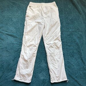 Lacoste Sport Nylon Track Pants Jogger Size 2 White Drawstring Reflective Piping